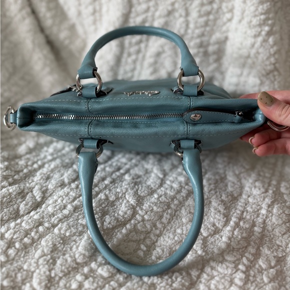 Vintage Coach Y2K Mini Ashley Leather Tote & Crossbody Bag Tiffany Blue & Silver - Picture 5 of 10